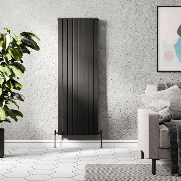 Urban Vertical Radiator   Matt Black   Single Panel (1600mm High) 608mm Wide - Image 2