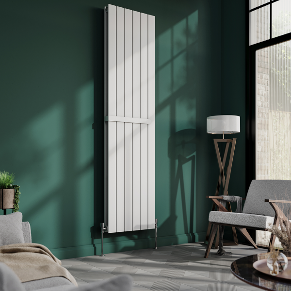 Urban Vertical Radiator   White   Double Panel (1600mm High) 456mm Wide with Rail