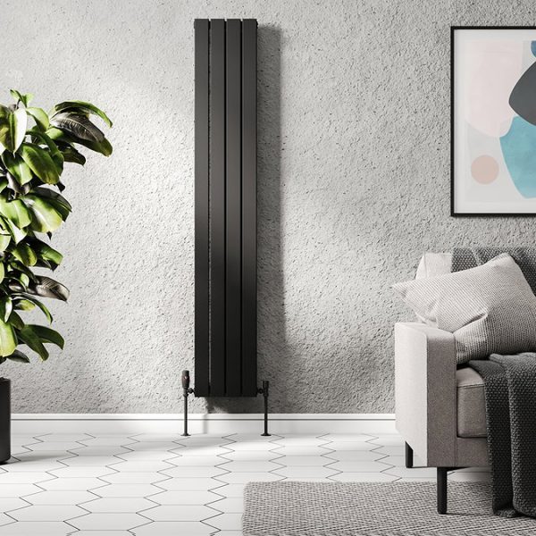 Urban Vertical Radiator   Matt Black   Double Panel (1800mm High) 304mm Wide - Image 2