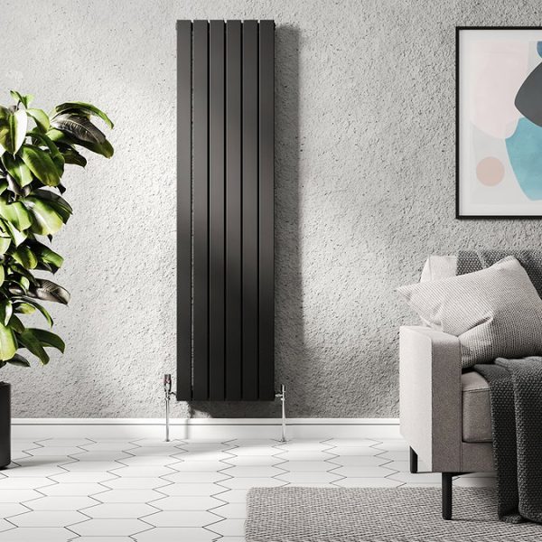 Urban Vertical Radiator   Matt Black   Double Panel (1800mm High) 456mm Wide - Image 2