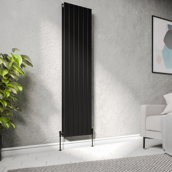 Urban Vertical Radiator   Matt Black   Double Panel (1800mm High) 456mm Wide