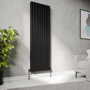 Urban Vertical Radiator   Matt Black   Double Panel (1600mm High) 608mm Wide