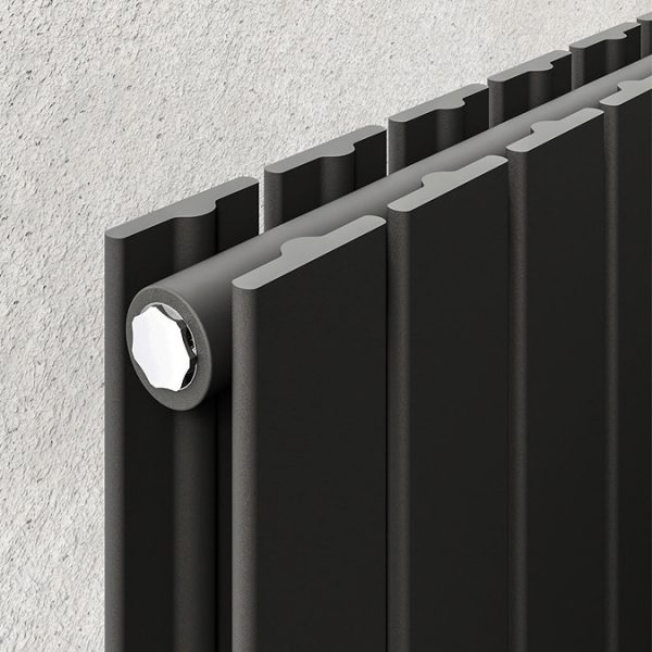 Urban Vertical Radiator   Matt Black   Double Panel (1600mm High) 456mm Wide with Rail - Image 4