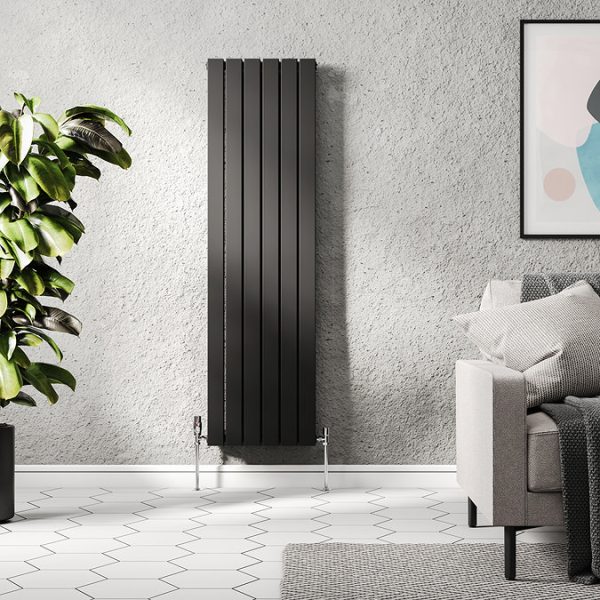 Urban Vertical Radiator   Matt Black   Double Panel (1600mm High) 456mm Wide - Image 2