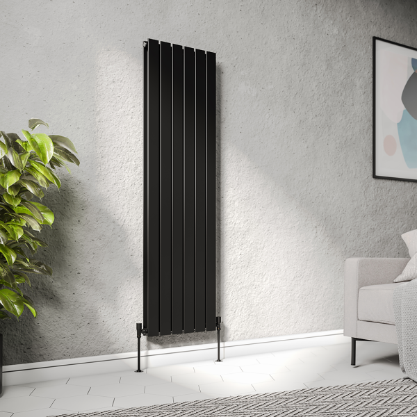 Urban Vertical Radiator   Matt Black   Double Panel (1600mm High) 456mm Wide