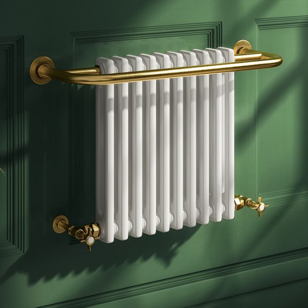 Bromley Vintage Gold Traditional Wall Hung Towel Rail Radiator (741 x 510mm) - Image 2