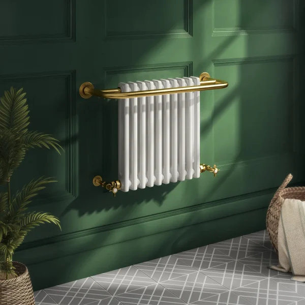 Bromley Vintage Gold Traditional Wall Hung Towel Rail Radiator (741 x 510mm)