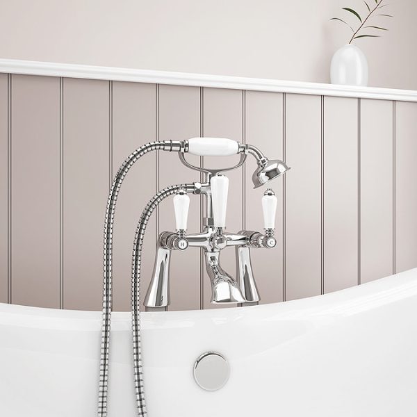 Lancaster Traditional Bath Shower Mixer Tap + Shower Kit - Image 2