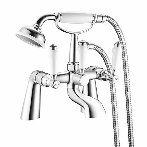 Lancaster Traditional Bath Shower Mixer with Slider Rail Kit   Chrome - Image 3