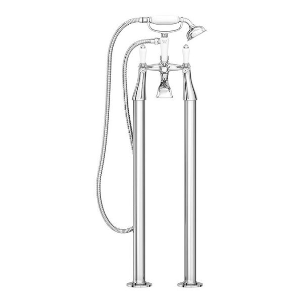 Lancaster Traditional Freestanding Chrome Bath Shower Mixer & Shower Kit - Image 2