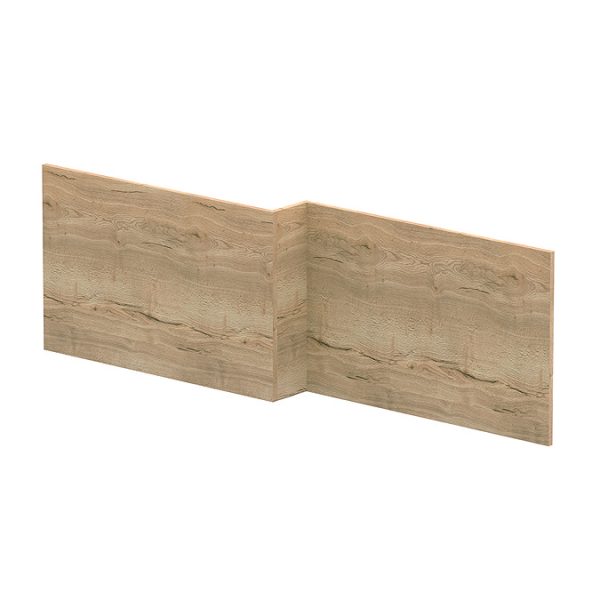 Arezzo Rustic Oak Shower Bath   1700mm L Shaped with Matt Black Screen + Panel - Image 4