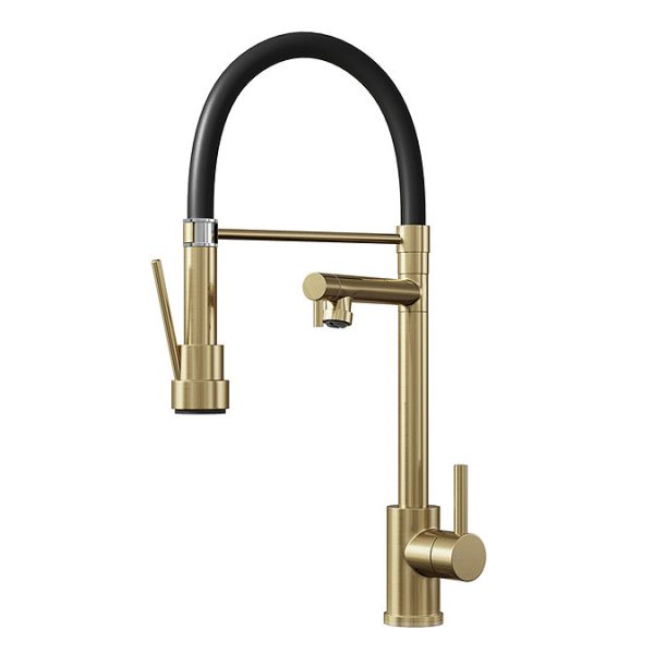 Venice Kitchen Mixer Tap with Swivel Spout & Directional Spray   Brushed Brass - Image 2