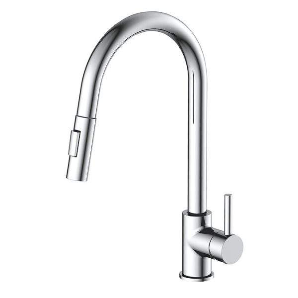 Venice Chrome Kitchen Sink Mixer with Pull Out Hose and Spray Head - Image 2