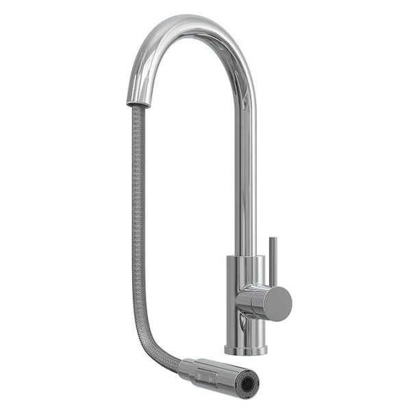 Venice Chrome Kitchen Sink Mixer with Pull Out Hose and Spray Head - Image 3