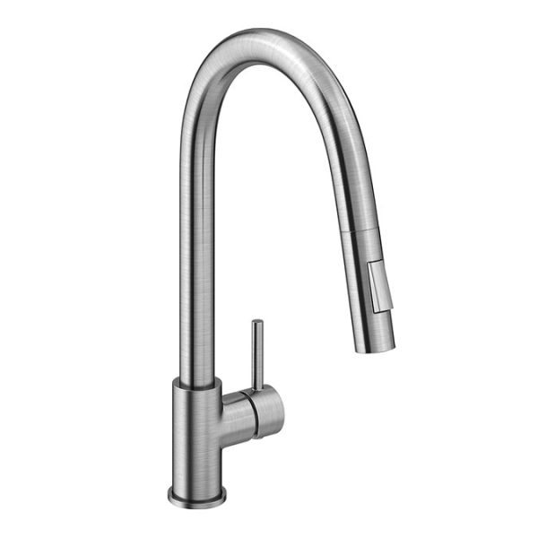 Venice Brushed Steel Kitchen Sink Mixer with Pull Out Hose and Spray Head - Image 2