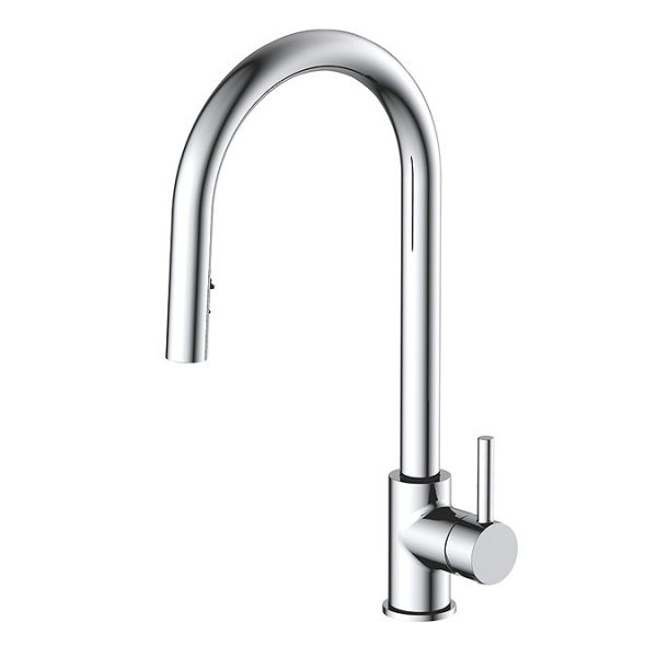 Venice Chrome Kitchen Sink Mixer with Concealed Pull Out Hose and Spray Head - Image 2
