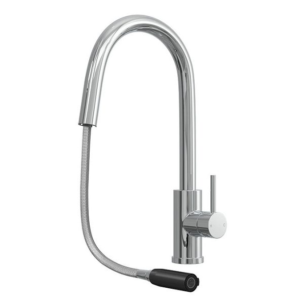Venice Chrome Kitchen Sink Mixer with Concealed Pull Out Hose and Spray Head - Image 3