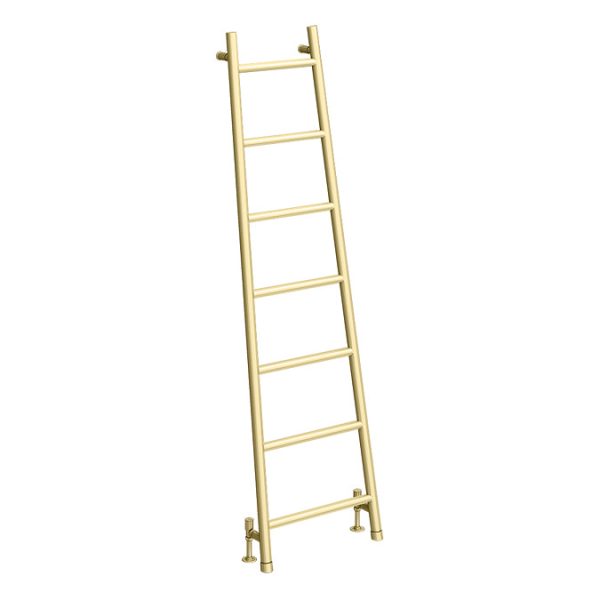 Venice Brushed Brass Leaning Ladder 1710 x 529mm Heated Towel Rail - Image 2
