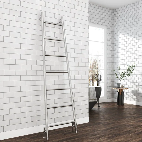 Venice Chrome Leaning Ladder 1800 x 500mm Heated Towel Rail