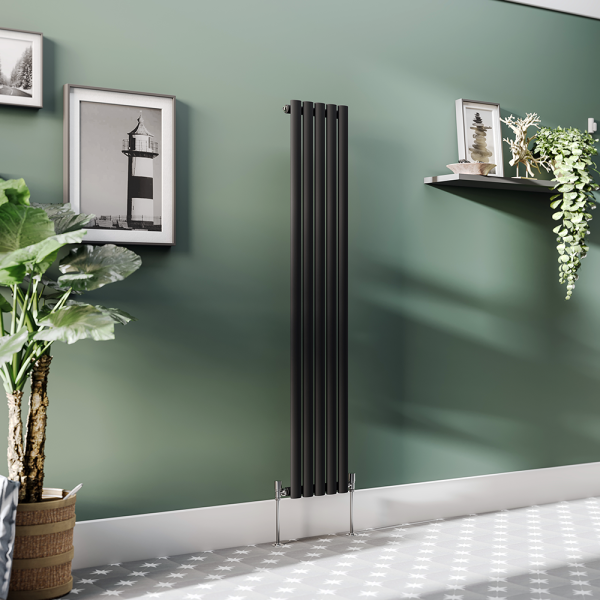 Metro Vertical Radiator   Matt Black   Single Panel (1600mm High) 295mm Wide