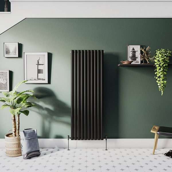 Metro Vertical Radiator   Matt Black   Single Panel (1600mm High) 590mm Wide - Image 4