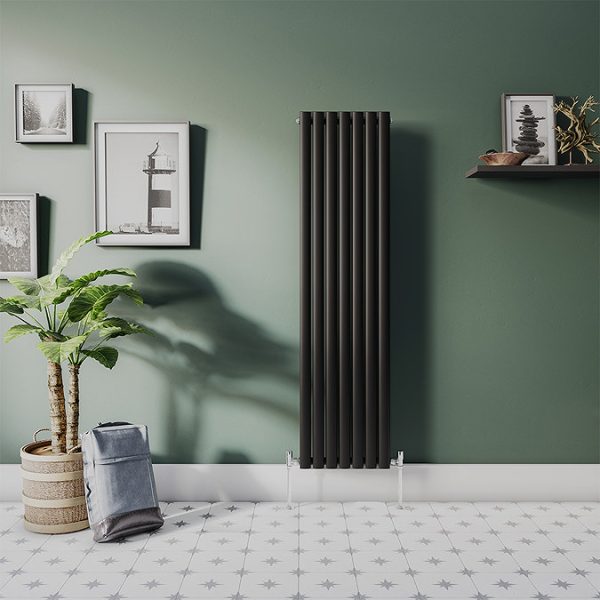 Metro Vertical Radiator   Matt Black   Double Panel (1600mm High) 413mm Wide - Image 2