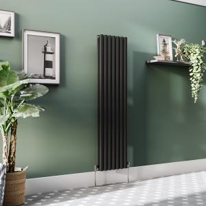 Metro Vertical Radiator   Matt Black   Double Panel (1600mm High) 413mm Wide