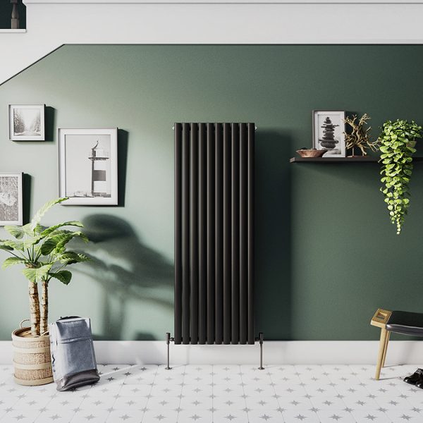 Metro Vertical Radiator   Matt Black   Double Panel (1600mm High) 590mm Wide - Image 4