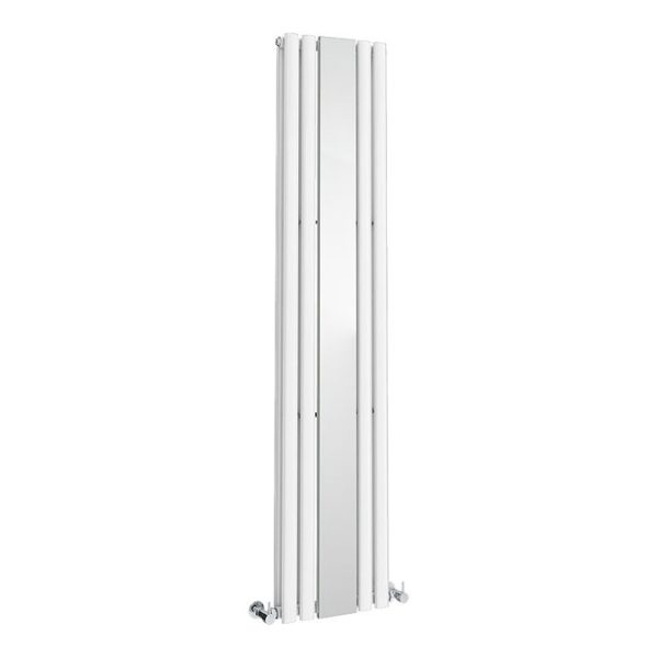 Metro Vertical Radiator with Mirror   White   Double Panel (H1800 x W382mm) - Image 2