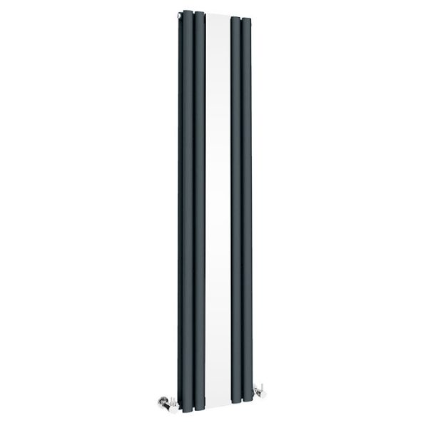 Metro Vertical Radiator with Mirror   Anthracite   Double Panel (H1800 x W382mm) - Image 4