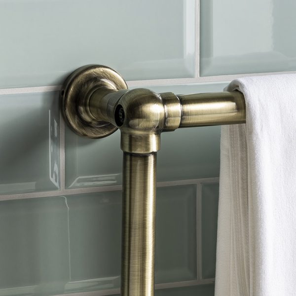 Chatsworth Traditional 949 x 498mm Antique Brass Towel Rail - Image 2