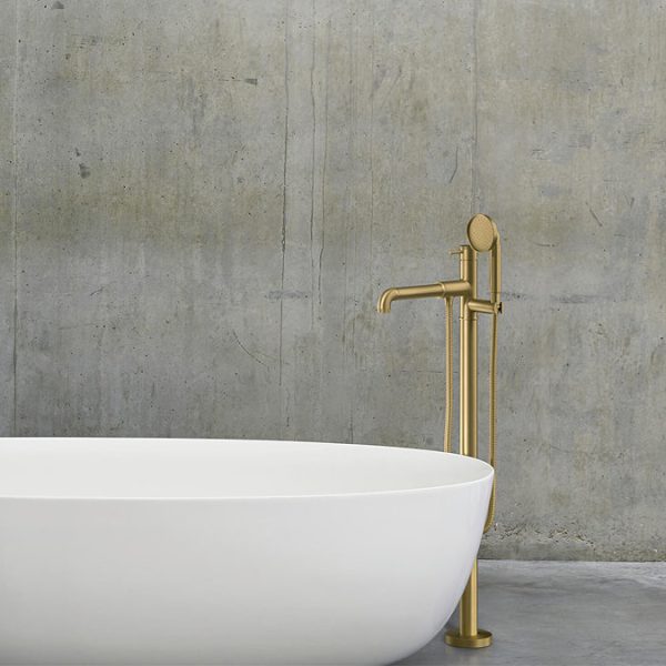 Crosswater   MPRO Industrial Bath Shower Mixer Floor Standing Brushed Brass - Image 2