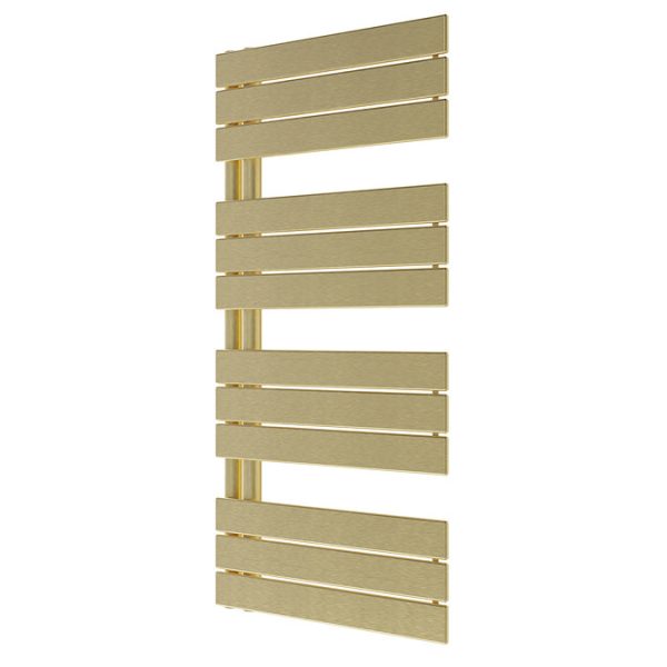 Venice Pannello Offset Heated Towel Rail   Brushed Brass (1130 x 500mm) - Image 2