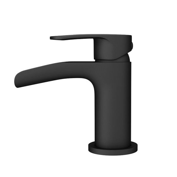 Valencia Matt Black Waterfall Basin Mixer Tap + Waste - Image 4