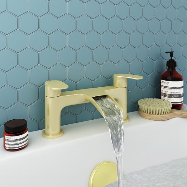 Valencia Brushed Brass Waterfall Bath Filler - Image 2