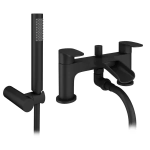 Valencia Matt Black Waterfall Bath Shower Mixer incl. Shower Kit