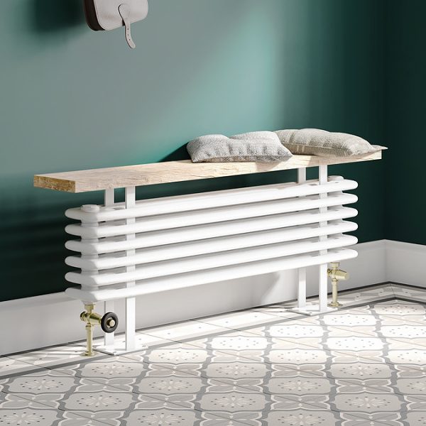 Keswick 480 x 1200mm Cast Iron Style 4 Column White Bench Radiator - Image 3