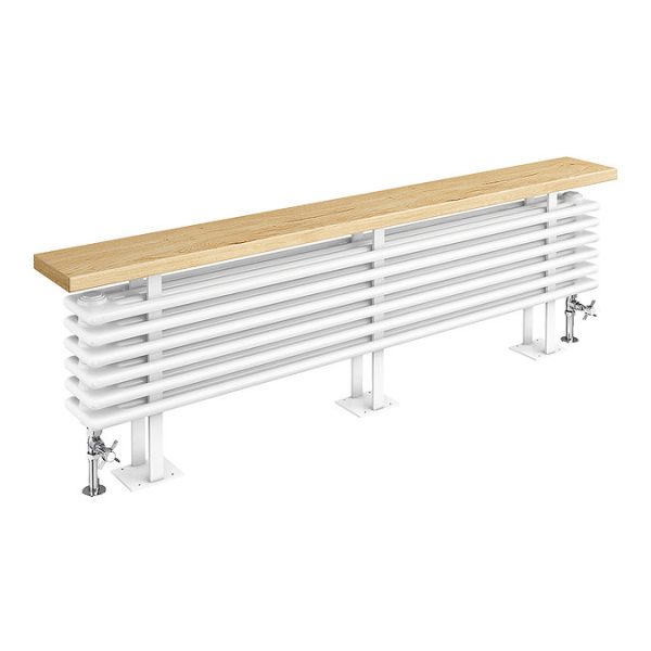 Keswick 480 x 1600mm Cast Iron Style 4 Column White Bench Radiator - Image 2