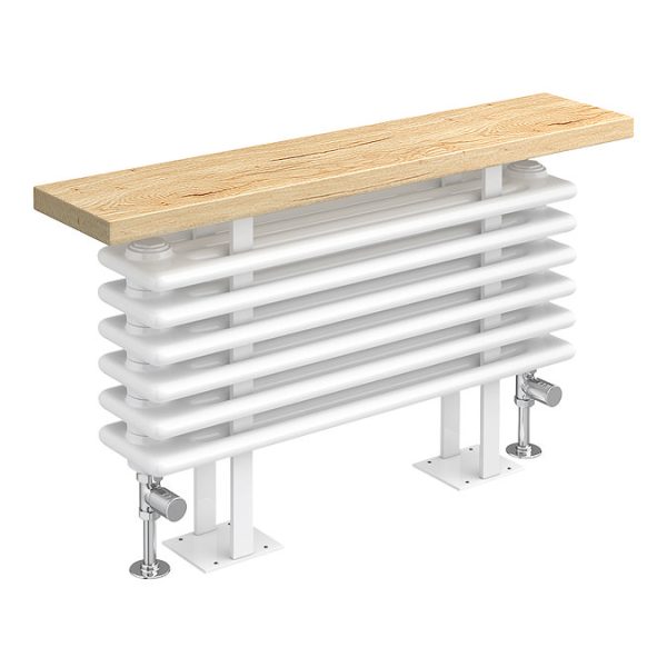 Keswick 480 x 850mm Cast Iron Style 4 Column White Bench Radiator - Image 2