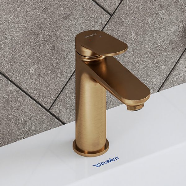 Duravit Wave M Size Single Lever Basin Mixer with Pop up Waste Set   Brushed Bronze - Image 2