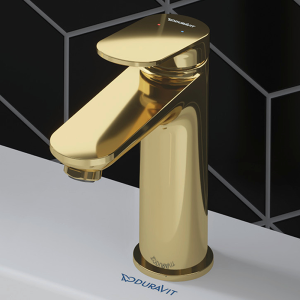 Duravit Wave M Size Single Lever Basin Mixer with Pop up Waste Set   Polished Gold