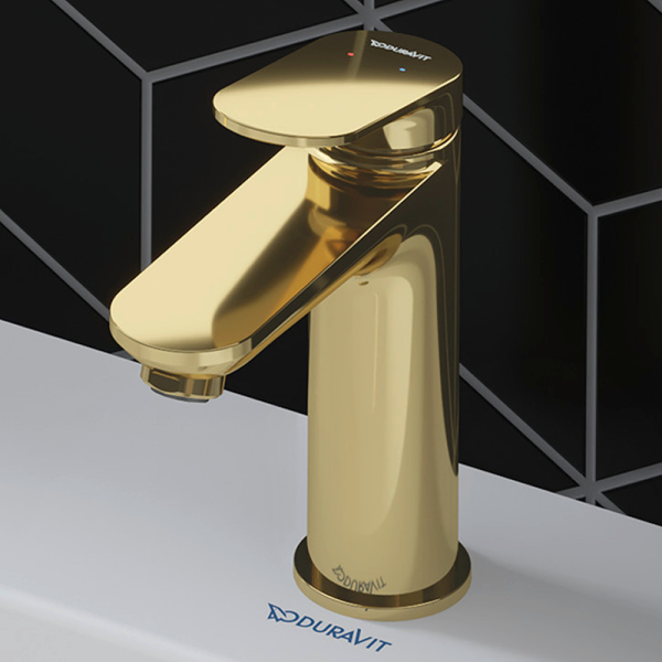 Duravit Wave M Size Single Lever Basin Mixer with Pop up Waste Set   Polished Gold