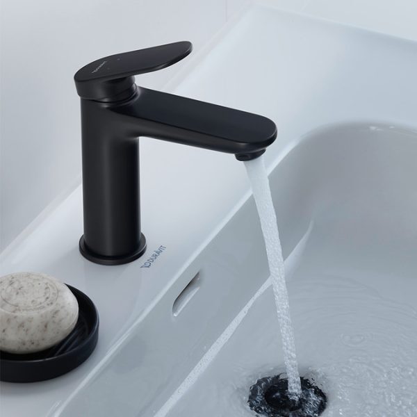 Duravit Wave M Size Single Lever Basin Mixer with Pop up Waste Set   Matt Black - Image 2