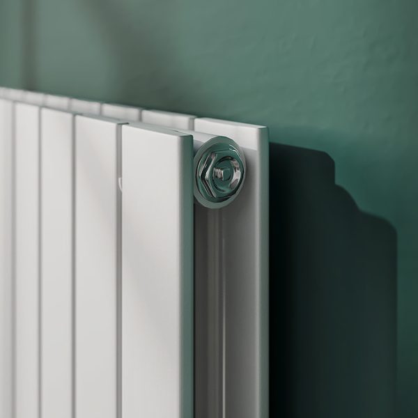 Urban Vertical Radiator   White   Double Panel (1600mm High) 456mm Wide with Rail - Image 2