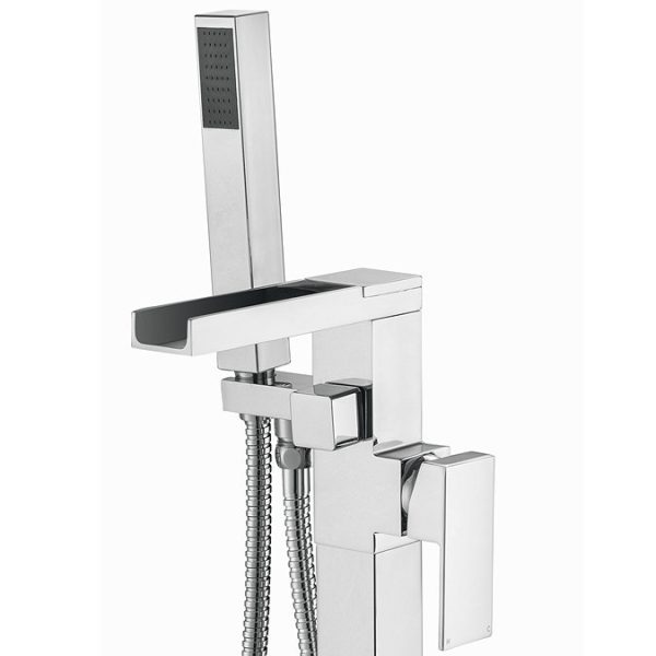 Monza Waterfall Floor Mounted Freestanding Bath Shower Mixer   Chrome - Image 4