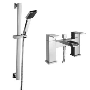 Monza Waterfall Bath Shower Mixer with Slider Rail Kit   Chrome