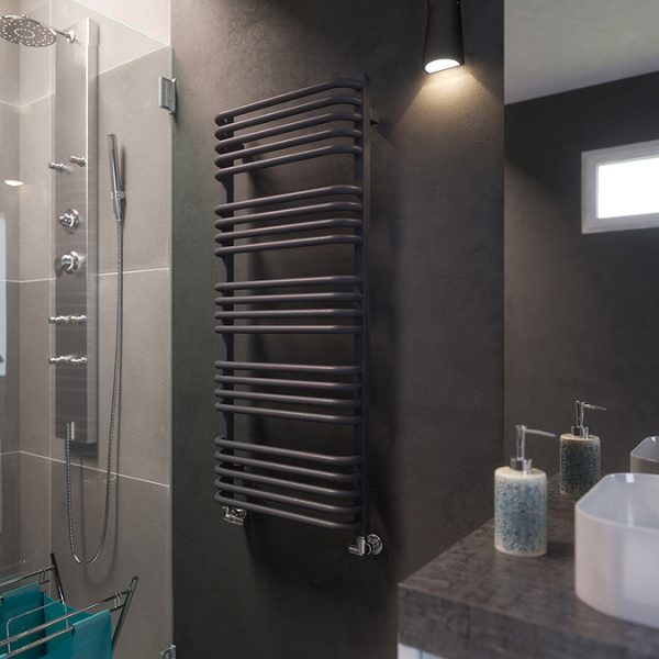 Terma Alex H1140 x W500mm Modern Grey Heated Towel Rail - Image 2