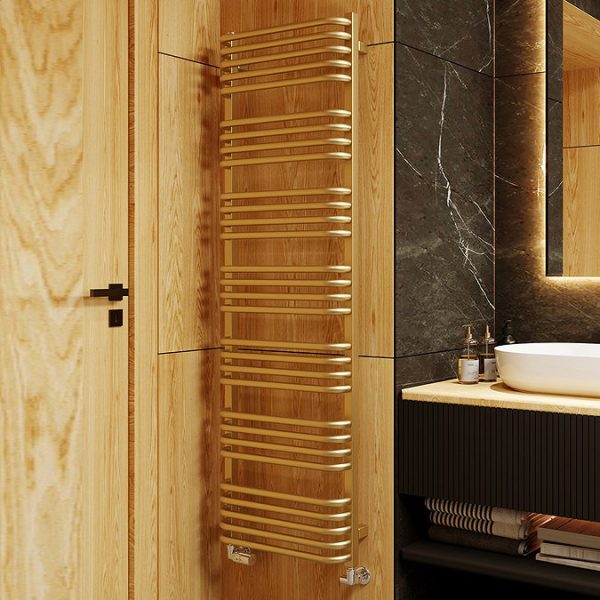 Terma Alex H1580 x W500mm Brass Heated Towel Rail - Image 2