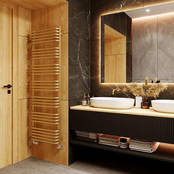Terma Alex H1580 x W500mm Brass Heated Towel Rail - Image 8