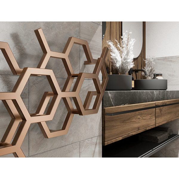 Terma Hex H502 x W1126mm Bright Copper Designer Radiator - Image 8